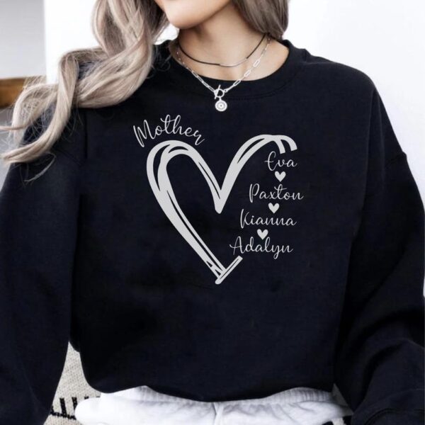 Custom Mother T-shirt, Personalized Mom Sweatshirt, Hoodie with Kids Names, Gift for Mom, Mom Heart Shirt, Custom Grandma, Mother's Day Gift - Image 2